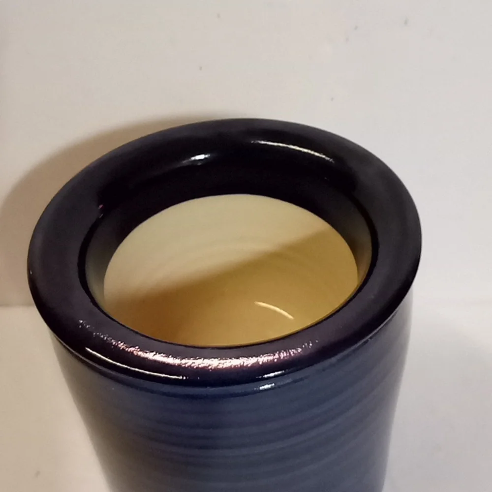 French Butter Keeper Container Thick Heavy Pottery Handcrafted Blue Swirl New